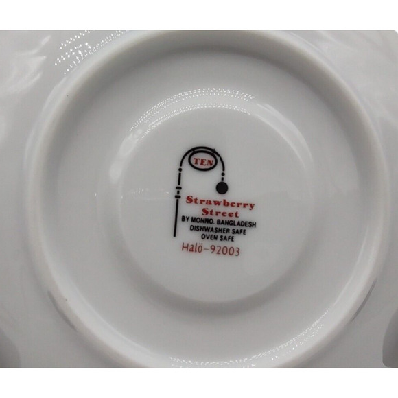 Service for Two 4 Piece Ten Strawberry Street Red Gold Cup Saucer Dish Gift Set - Picture 10 of 11